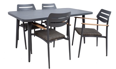 Välimööbli komplekt Home4you Wales K77706, tumehall, 4 istekohta