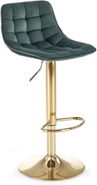 Барный стул H120, блестящий, золотой/темно-зеленый, 43 см x 44 см x 84 - 106 см