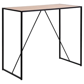 Baro stalas Seaford, juodas/ąžuolo, 120 cm x 60 cm x 105 cm