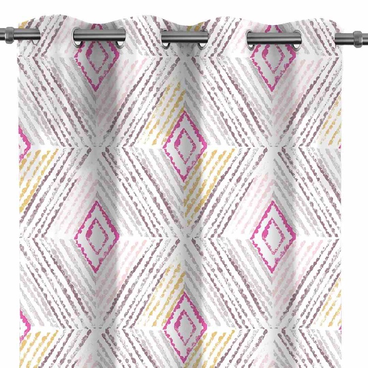 Blackout aizkari AmeliaHome Blackout Geometric, rozā, 140 cm x 245 cm