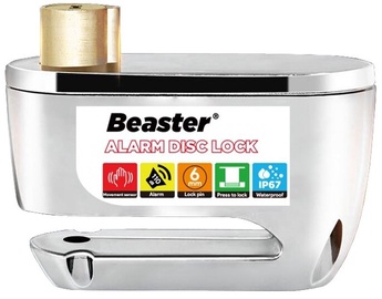 Bremžu disku bloķētāji Beaster Scooter Lock With Alarm BS02ADL, sudraba
