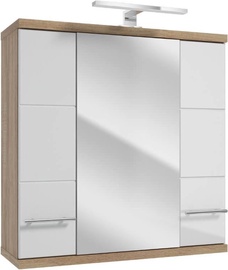 Шкаф для ванной Deftrans Bari E70, белый/дубовый, 25 см x 70 см x 72 см