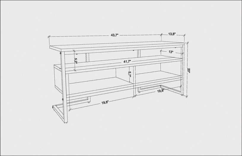 TV-laud Kalune Design Merrion, antratsiit/valge, 35 cm x 110 cm x 49.9 cm