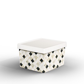 Коробка для вещей Domoletti Marble, 18 л, белый/черный/бежевый, 34 x 30.2 x 21 см