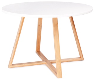 Kafijas galdiņš ModernHome Scandinavian, balta/koks, 600 mm x 600 mm x 400 mm