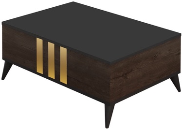 Журнальный столик Kalune Design Gold, ореховый/антрацитовый, 60 см x 90 см x 36 см