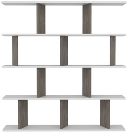 Plaukts Kalune Design Jorin 935CMN1235, balta/tumši pelēka, 130 cm x 25 cm x 137 cm