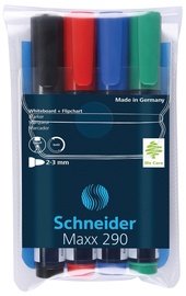 Маркер для белой доски Schneider Maxx 290 65S129094, 1 - 3 мм, синий/черный/красный/зеленый, 4 шт.