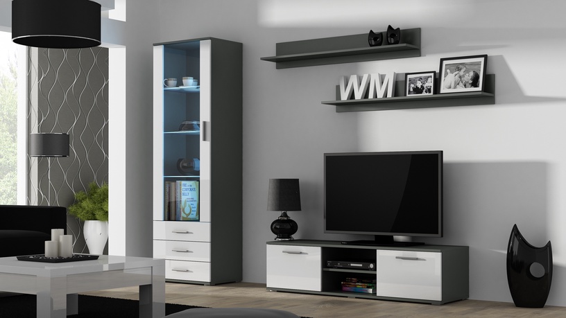 TV-laud Cama Meble Soho 140, valge/hall, 140 cm x 43 cm x 37 cm