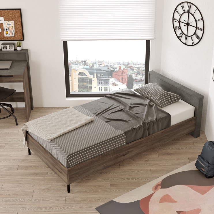 Кровать Kalune Design HM4 - CG, 90 x 190 cm, коричневый/серый