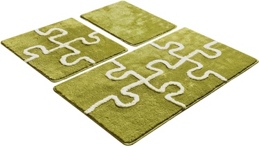 Vannasistabas paklājiņu komplekts Foutastic Puzzle 359CHL3213, balta/zaļa, 100 cm x 60 cm