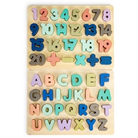 Обучающая игрушка EcoToys Wooden Educational Board Numbers & Letters MA4512, 4.5 см