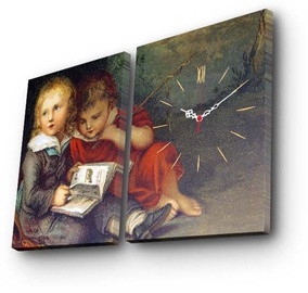 Pulkstenis - bilde Wallity Canvas 2P3040CS-133, sarkana/pelēka, koks/kanva, 40 cm x 30 cm