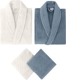 Комплект халата и полотенец Foutastic Family Bathrobe Set 459ELT1150, синий/белый