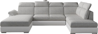 Stūra dīvāns Evanell Berlin Soft, balta/pelēka, kreisais, 216 x 330 x 102 cm