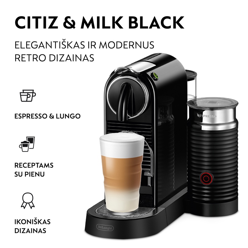 Kapsulas kafijas automāts Nespresso Citiz & Milk, melna