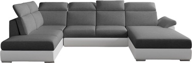 Stūra dīvāns Evanell Sawana Soft, balta/tumši pelēka, labais, 216 x 330 x 102 cm