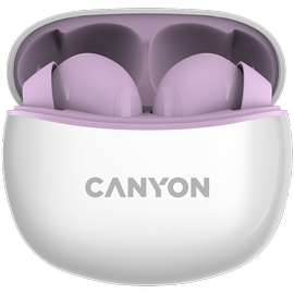 Belaidės ausinės Canyon TWS-5, balta/violetinė