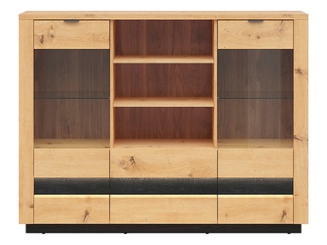 Kumode Black Red White, brūna/melna, 42 x 161 x 123.95 cm