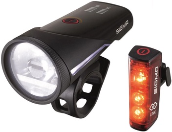 Велосипедный фонарь Sigma Aura 100 + Blaze Link USB LAMR305, пластик, черный/красный, 2 шт.