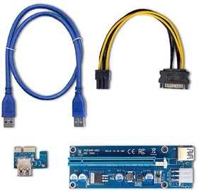 Juhe Qoltec PCI-E Riser 1x - 16x ver.009S, sinine