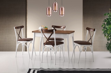 Söögilaud pikendatav Kalune Design Dolunay 1282, valge/pähklipuu, 600 mm x 1000 mm x 750 mm