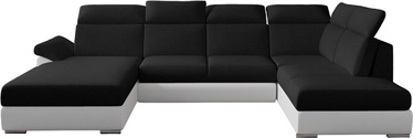 Stūra dīvāns Evanell Sawana 14, Soft 17, balta/melna, kreisais, 216 x 330 cm x 102 cm