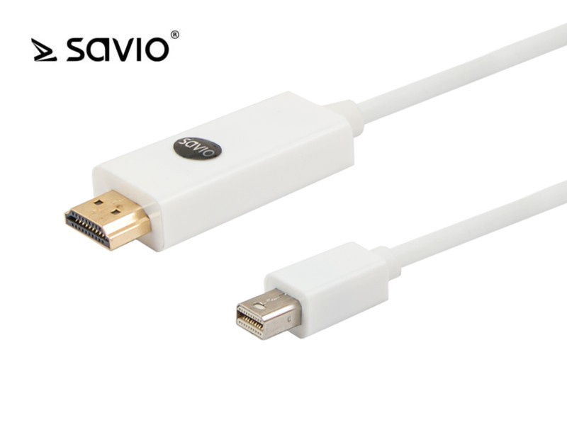 Laidas Savio DisplayPort Mini - HDMI Mini DisplayPort, HDMI, 1.8 m, balta