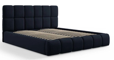 Кровать двухместная Micadoni Home Bellis Velvet, 200 x 200 cm, темно-синий, с решеткой