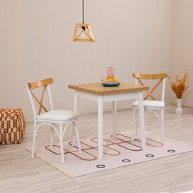 Ēdamistabas komplekts Kalune Design OLV-KARE-TK1, balts/koka