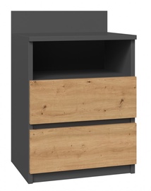 Naktsskapītis Top E Shop M1 Malwa, pelēka/ozola, 40 x 32 cm x 59 cm