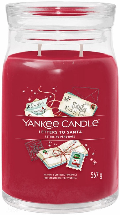 Ziemassvētku svece, aromātiskā Yankee Candle Signature Letters To Santa, 90 h, 567 g, 157 mm x 93 mm