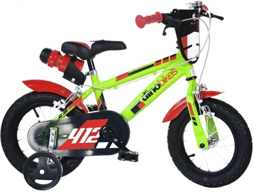 Детский велосипед Dino Bikes 412, красный/зеленый, 9" (21.59 cm), 12″