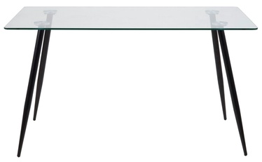 Pusdienu galds Wilma, caurspīdīga/melna, 140 cm x 80 cm x 75 cm