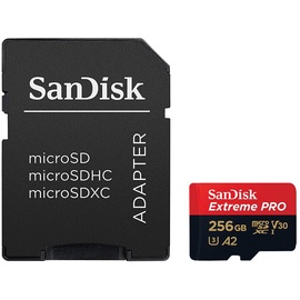Mälukaart Sandisk A2 Extreme Pro 256GB Class 10 U3 V30 MicroSDXC Memory Card + SD Adapter