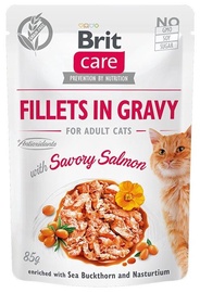 Влажный корм для кошек Brit Care Fillets in Gravy, рыба/лосось, 0.085 кг