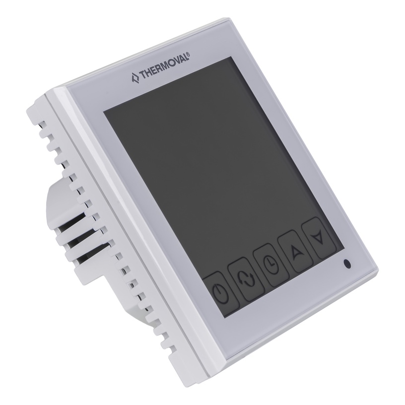 Программируемый термостат отопления Thermoval TVT 31 WiFi, встраивается в стену, белый, 8.6 см, 5 - 99 °С