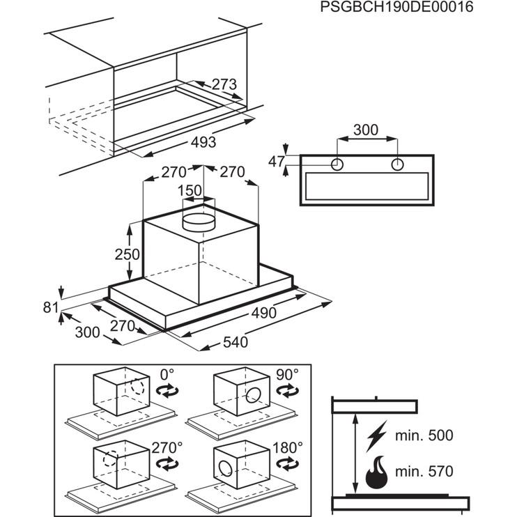 Iebūvēts tvaika nosūcējs Electrolux 700 serija „Hob2Hood®“ LFG716R