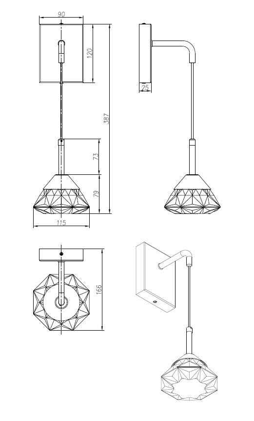 Lampa sienas Domoletti Shiny AW-9819-01-7903-062, 6 W, LED, 3000 °K