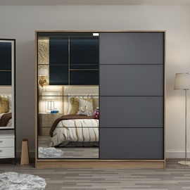 Гардероб Kalune Design Kale 7167, антрацитовый/светло-коричневый, 52 см x 220 см x 210 см, с зеркалом