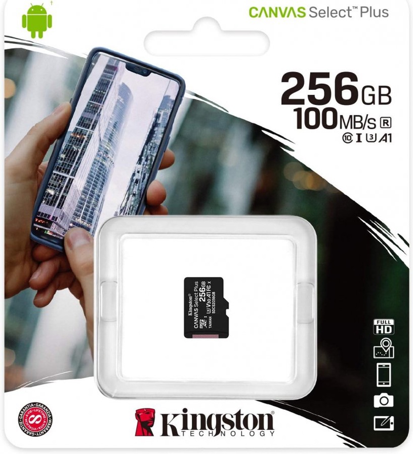 Mälukaart Kingston Canvas Select Plus SDCS2/128GB, 256 GB, 100 Mb/s - 85 Mb/s