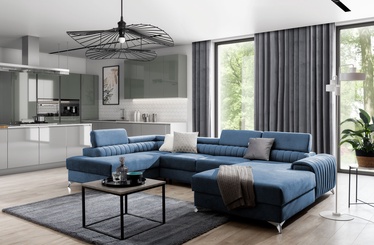 Stūra dīvāns Lacante Gojo 40, tumši zila, kreisais, 202 x 354 cm x 92 cm