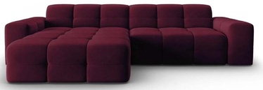 Stūra dīvāns Micadoni Home Kendal Velvet 4 Seats, violeta, kreisais, 256 x 173 cm x 79 cm