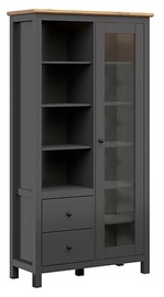 Vitrīna Black Red White Hesen, ozola/grafīta, 106 cm x 44 cm x 203 cm