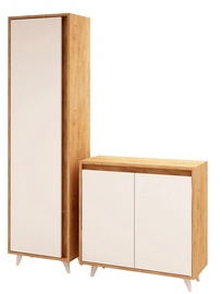 Batų dėžė Kalune Design Omninde, balta/ąžuolo, 35 cm x 80 cm x 100 cm