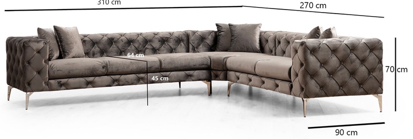 Stūra dīvāns Hanah Home Como, antracīta, kreisais, 350 x 270 cm x 73 cm