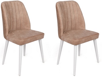 Ēdamistabas krēsls Kalune Design Alfa 493 974NMB1645, balta/gaiši brūna, 49 cm x 50 cm x 90 cm, 2 gab.