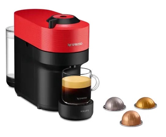 Капсульная кофемашина Krups Nespresso Vertuo Pop XN9205, черный/красный