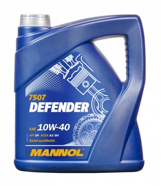Машинное масло Mannol Defender 10W - 40, полусинтетическое, для легкового автомобиля, 5 л