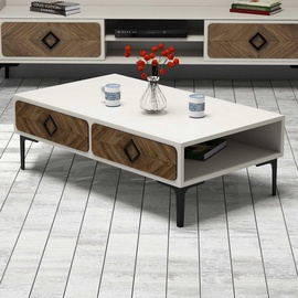 Журнальный столик Kalune Design Samba, коричневый/кремовый, 105 см x 60 см x 34.6 см